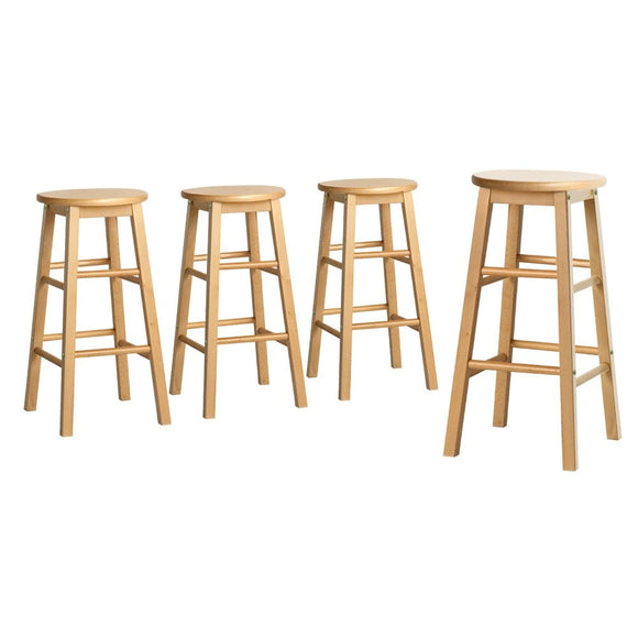 Artiss 4x Bar Stools Round Chairs Wooden Nature - RnR Galore