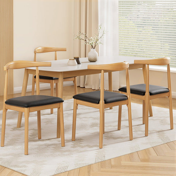 Artiss 4x Dining Chairs Rubber Wood Leather Seat Black - RnR Galore
