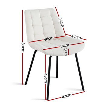 Artiss 4x Dining Chairs Velvet Tufted Kitchen Lounge Cafe Accent Chair Beige - RnR Galore