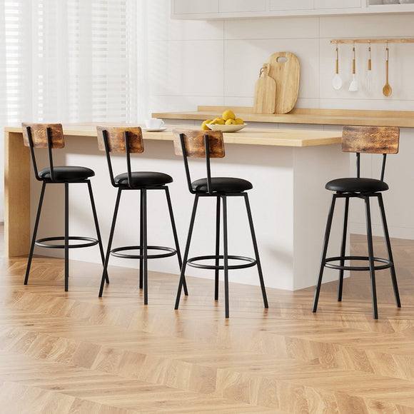 Artiss 4X Industrial Bar Stools Upholstered Counter Chairs Steel Frame Anti - Scratch - RnR Galore