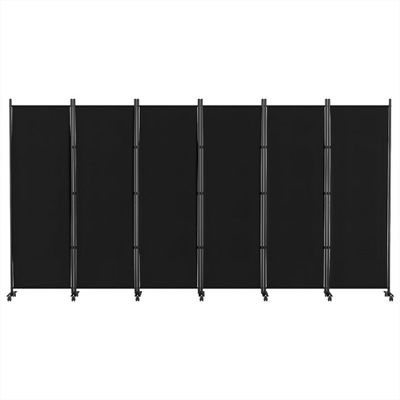 Artiss 6 Panel Room Divider Screen 323cm Wheel Fabric Black - RnR Galore