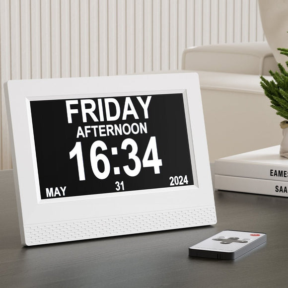 Artiss 7" Digital Day Clock Calendar Alarm White - RnR Galore
