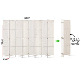 Artiss 8 Panel Room Divider Screen Privacy Timber Foldable Dividers Stand White - RnR Galore