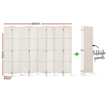 Artiss 8 Panel Room Divider Screen Privacy Timber Foldable Dividers Stand White - RnR Galore