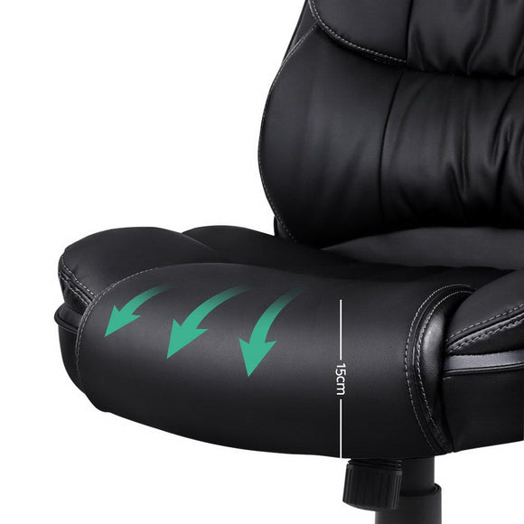 Artiss 8 Point Massage Office Chair Heated Seat PU Black - RnR Galore