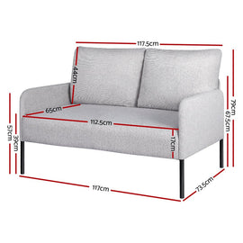 Artiss Armchair 2 - Seater Sofa Pillow Linen Grey - RnR Galore