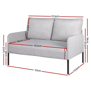 Artiss Armchair 2 - Seater Sofa Pillow Linen Grey - RnR Galore
