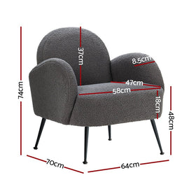 Artiss Armchair Boucle Charcoal Hanes - RnR Galore