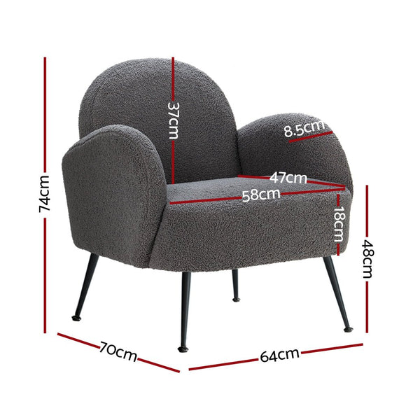 Artiss Armchair Boucle Charcoal Hanes - RnR Galore