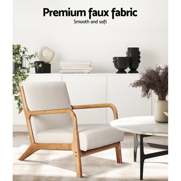 Artiss Armchair Fabric Beige Olive - RnR Galore