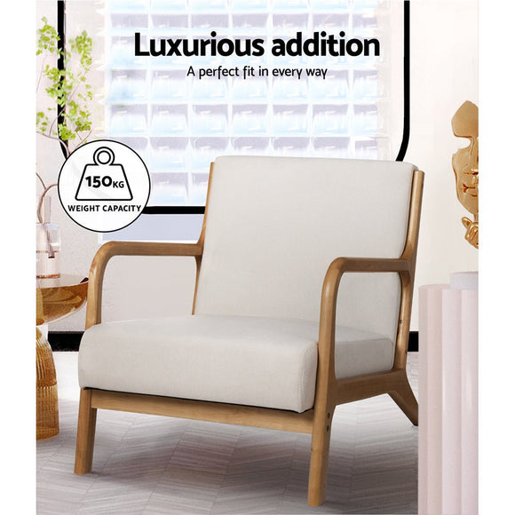 Artiss Armchair Fabric Beige Olive - RnR Galore