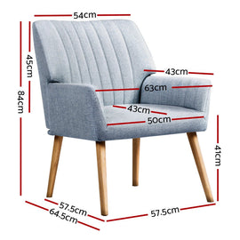 Artiss Armchair Fabric Blue Grey Sebastini - RnR Galore