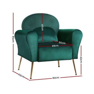 Artiss Armchair Green Velvet Caroline - RnR Galore
