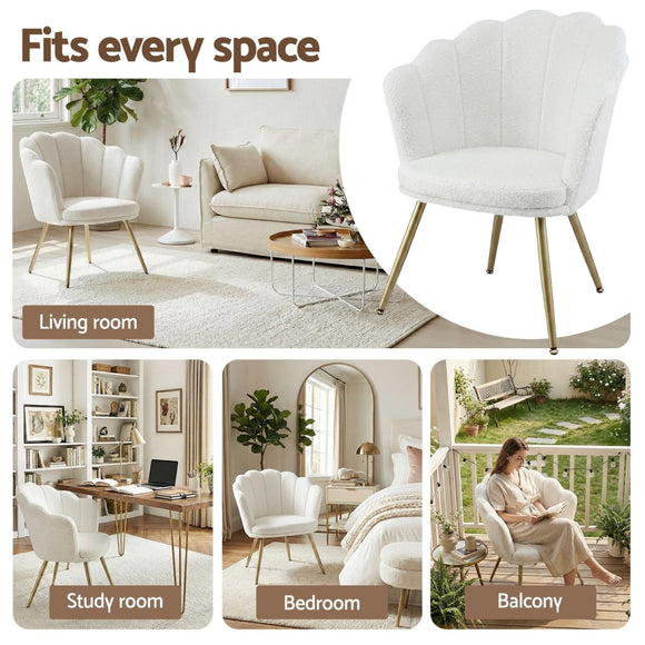 Artiss Armchair Teddy Fleece White Callista - RnR Galore