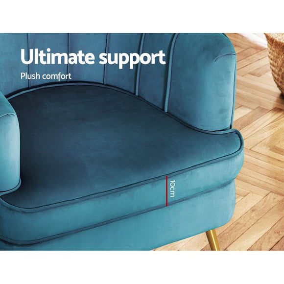 Artiss Armchair Velvet Blue Norvia - RnR Galore