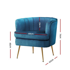 Artiss Armchair Velvet Blue Norvia - RnR Galore