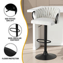 Artiss Bar Stool x2 Kitchen Dining Chair Counter Gaslift Woven Velvet Ivory - RnR Galore