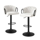 Artiss Bar Stool x2 Kitchen Dining Chair Counter Gaslift Woven Velvet Ivory - RnR Galore