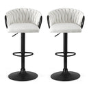 Artiss Bar Stool x2 Kitchen Dining Chair Counter Gaslift Woven Velvet Ivory - RnR Galore