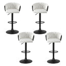 Artiss Bar Stool x4 Kitchen Dining Chair Counter Gaslift Woven Velvet Ivory - RnR Galore