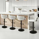Artiss Bar Stool x4 Kitchen Dining Chair Counter Gaslift Woven Velvet Ivory - RnR Galore