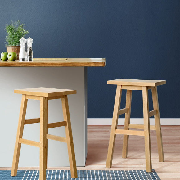 Artiss Bar Stools Kitchen Counter Stools Wooden Chairs Natural x2 - RnR Galore
