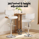 Artiss Bar Stools Kitchen Dining Chairs Gas Lift Stool Wooden Leather White - RnR Galore