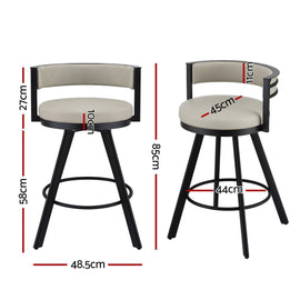 Artiss Bar Stools Set of 2 Swivel Kitchen Chair Metal Counter Beige Leather - RnR Galore