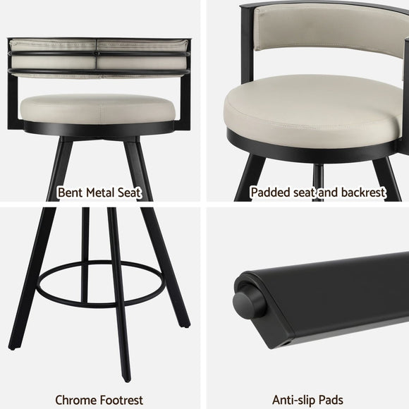 Artiss Bar Stools Set of 4 Swivel Kitchen Chair Metal Counter Beige Leather - RnR Galore