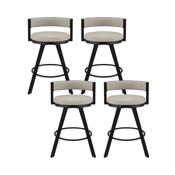 Artiss Bar Stools Set of 4 Swivel Kitchen Chair Metal Counter Beige Leather - RnR Galore