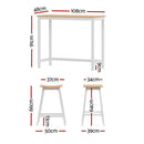 Artiss Bar Table and Stools Set Dining Desk Solid Wood Kitchen Chairs Cafe Pub - RnR Galore