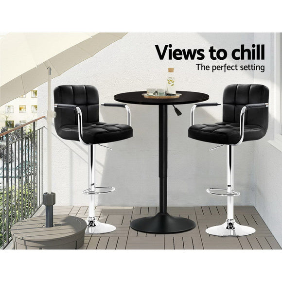Artiss Bar Table Gas Lift Round Black - RnR Galore