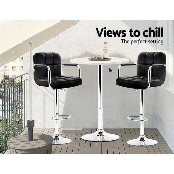 Artiss Bar Table Gas Lift Round White - RnR Galore