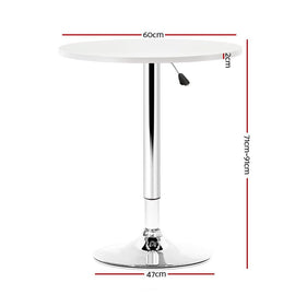 Artiss Bar Table Gas Lift Round White - RnR Galore