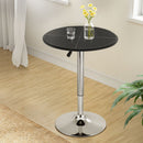 Artiss Bar Table Round Swivel Height Adjustable 62cm Modern PVC Leather Black - RnR Galore