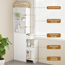 Artiss Bathroom Cabinet Storage Slim Organiser Drawer Toilet Corner 135cm White - RnR Galore
