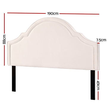 Artiss Bed Frame Bed Head Headboard King Velvet IRIS Beige - RnR Galore