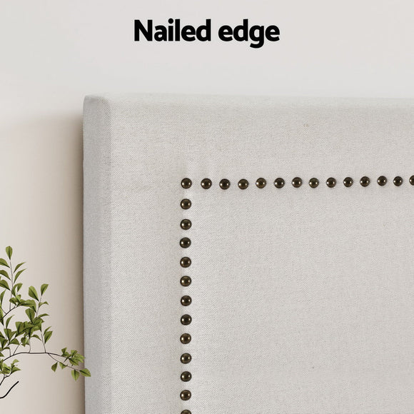 Artiss Bed Frame Bed Head Headboard Queen Fabric - RIVE Beige - RnR Galore