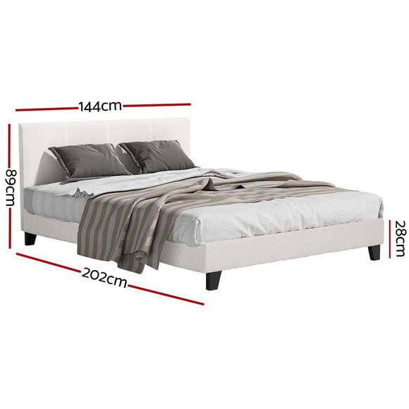 Artiss Bed Frame Double Size Boucle Fabric Mattress Base Platform Wooden - RnR Galore