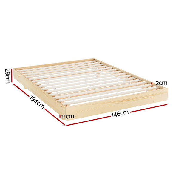 Artiss Bed Frame Double Size Floating Wooden Mattress Base Platform Timber ODIN - RnR Galore