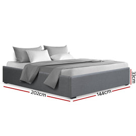 Artiss Bed Frame Double Size Gas Lift Base Grey TOKI - RnR Galore