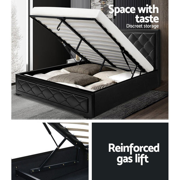Artiss Bed Frame Double Size Gas Lift Black TIYO - RnR Galore