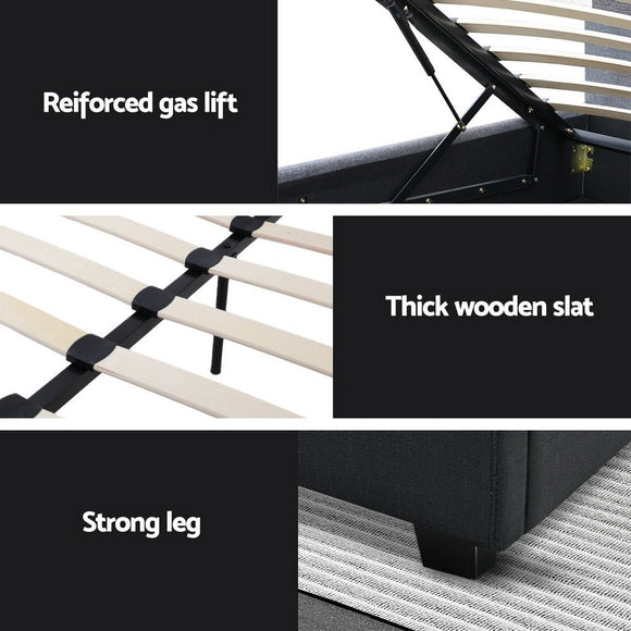 Artiss Bed Frame Double Size Gas Lift Charcoal VILA - RnR Galore