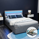 Artiss Bed Frame Double Size LED Gas Lift Grey COLE - RnR Galore
