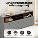Artiss Bed Frame Double Size LED Mattress Base Platform with Storage Shelf Hidden Storage Box Grey - RnR Galore