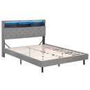 Artiss Bed Frame Double Size LED Mattress Base Platform with Storage Shelf Hidden Storage Box Grey - RnR Galore