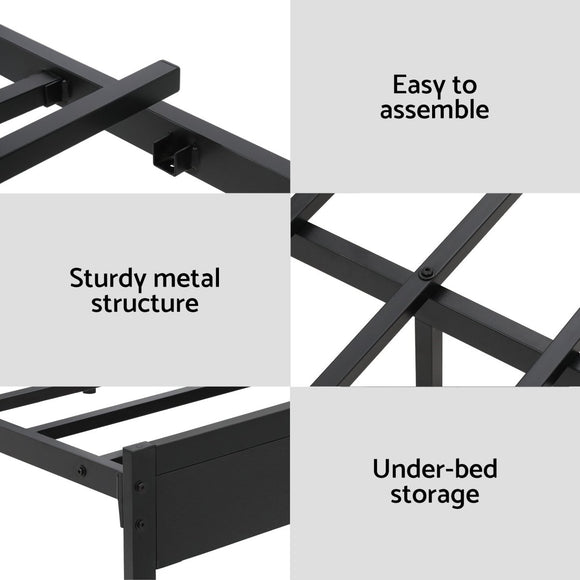 Artiss Bed Frame Double Size LED Metal Bed Base with Charging Station - RnR Galore