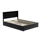Artiss Bed Frame Double Size LED with 4 Drawers Black DUNN - RnR Galore