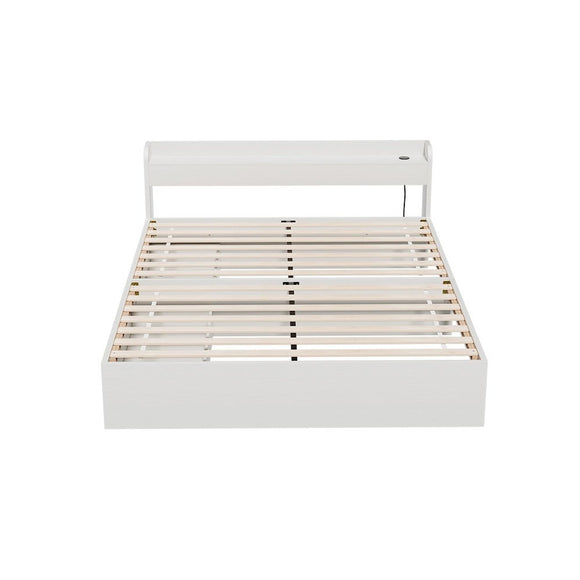 Artiss Bed Frame Double Size Mattress Base wtih Charging Ports 2 Storage Drawers - RnR Galore