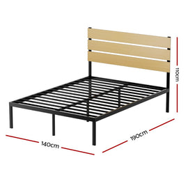 Artiss Bed Frame Double Size Metal Base Mattress Platform Foundation Black PAULA - RnR Galore